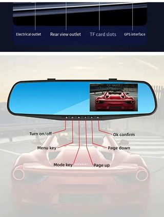 Espejo Retrovisor Coche Doble Cámara Delantera y T