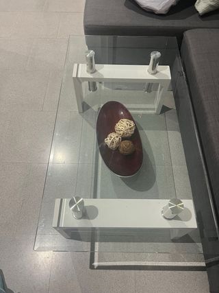 Mesa de centro cristal y metal