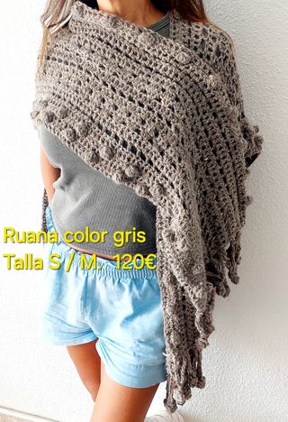 Ruana tejida artesanal lana llama