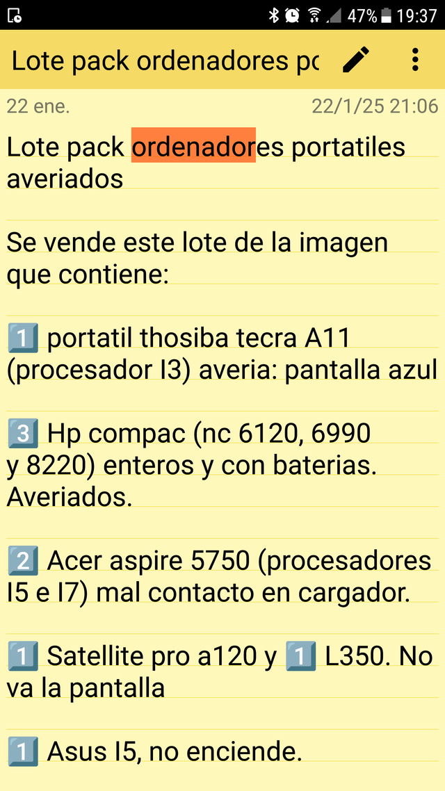 portatiles averiados Toshiba rotos para piezas