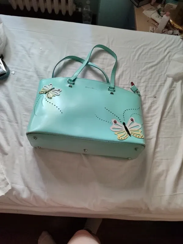 Borsa Cromia Azzurra Pelle Farfalle