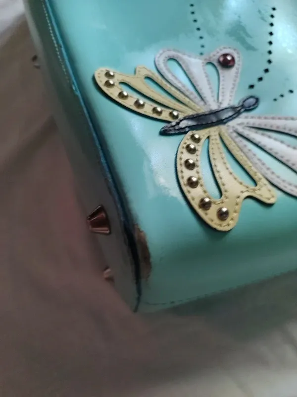 Borsa Cromia Azzurra Pelle Farfalle