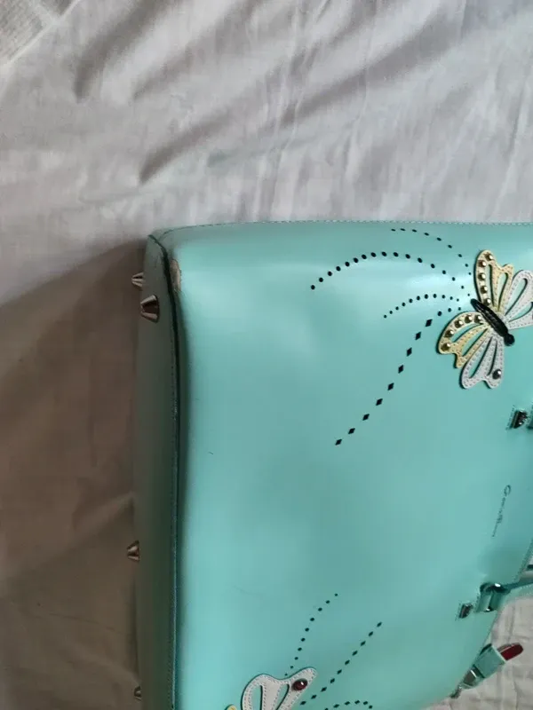 Borsa Cromia Azzurra Pelle Farfalle