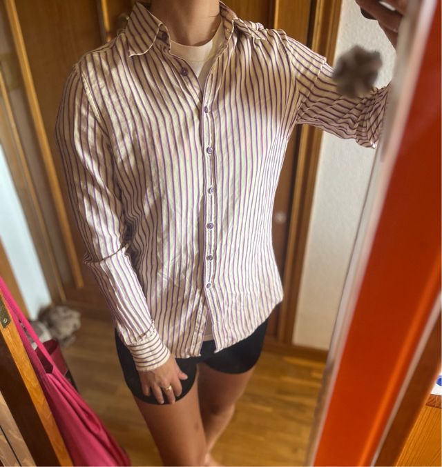 Camisa Cortefiel Rayas Moradas