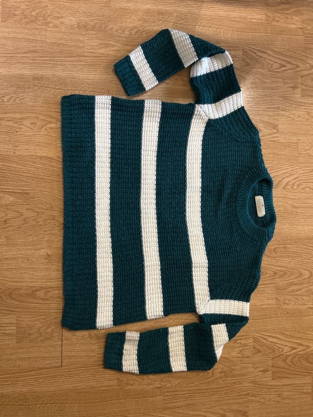 Jersey de punto con rayas verdes y blancas