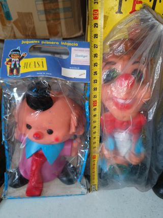 Lote juguetes payasos vintage años 70 80