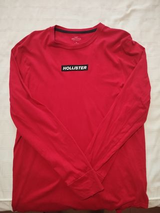 Camiseta Hollister Roja Manga Larga Talla M