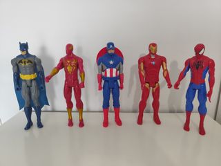Lote 5 Muñecos Marvel: Batman, Spiderman, Iron Man