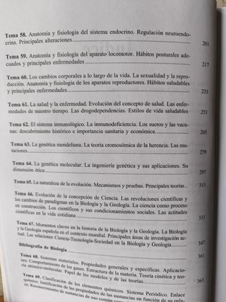 Temario oposición secundaria Biología y Geología