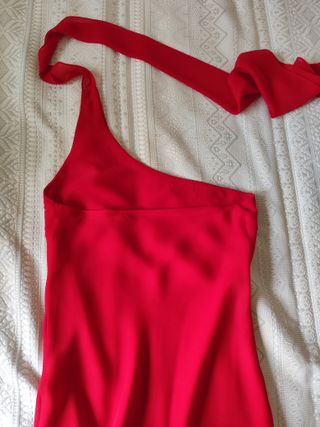 Vestido largo rojo asimétrico talla única 36-38