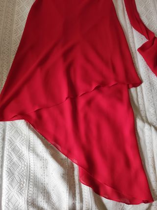 Vestido largo rojo asimétrico talla única 36-38