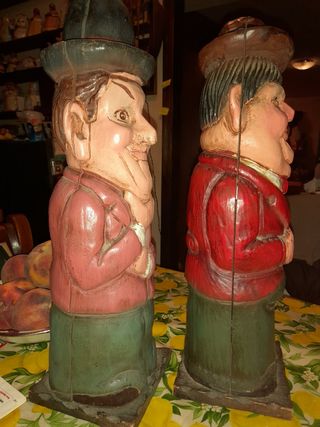 Statue Stanlio & Ollio in legno