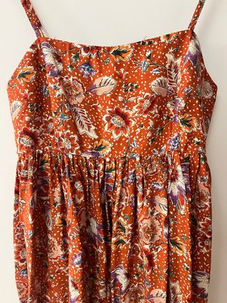 Vestido largo floral naranja Mango