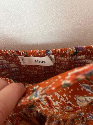 Vestido largo floral naranja Mango