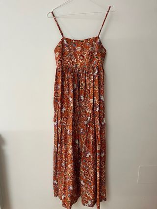 Vestido largo floral naranja Mango