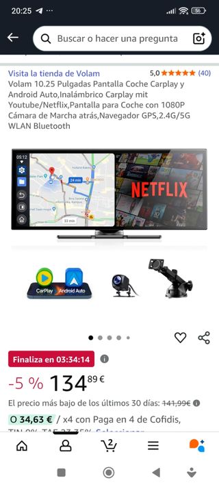Pantalla Coche 10.25 Carplay Volam