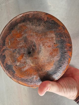 ANTIGUA OLLA TERRACOTA BARRO TAPA CAZUELA BREDA