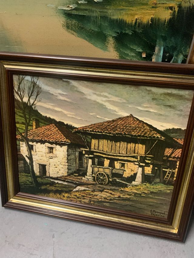 Cuadro rústico con paisaje