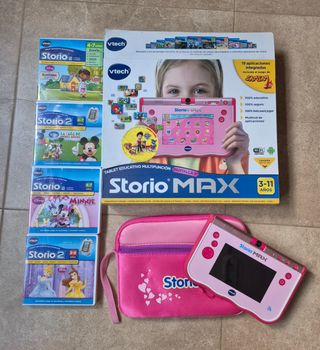 Tablet Vtech Storio Max Rosa + 4 Juegos + funda