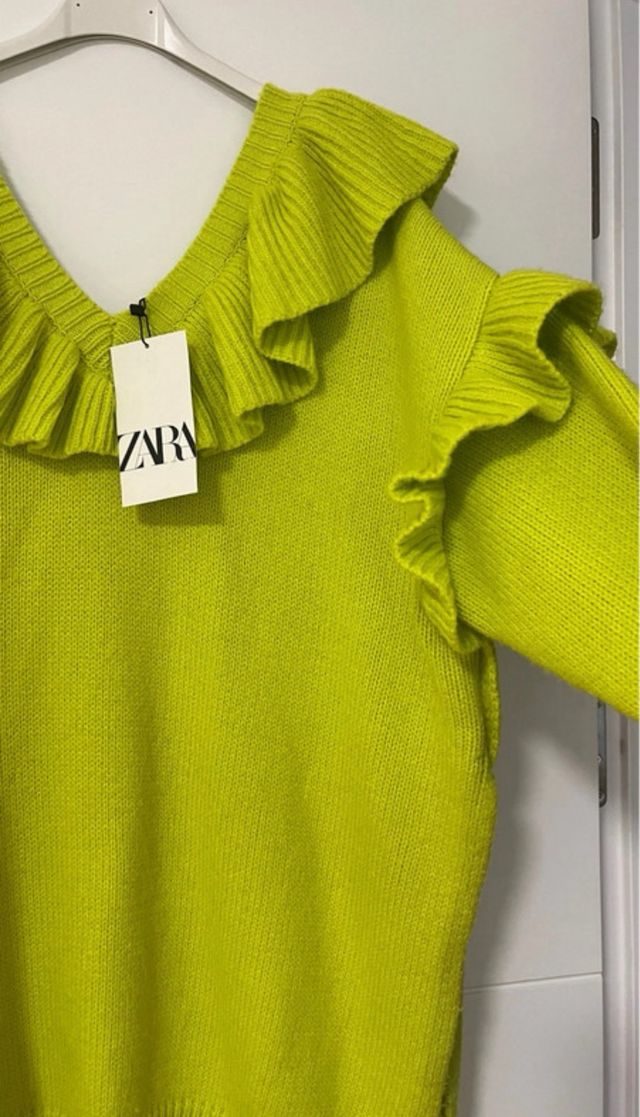 Jersey Zara Verde con Volantes