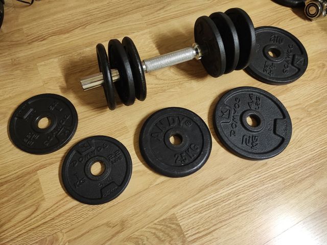 Pesas y discos de gimnasio de segunda mano por 80 EUR en