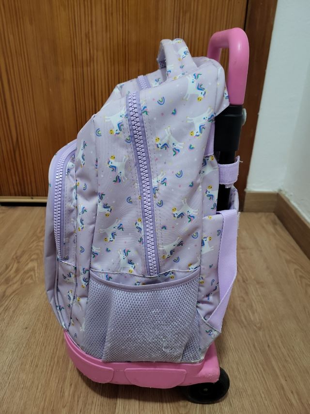 Mochila escolar con ruedas de unicornio