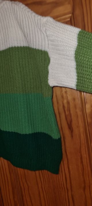 Jersey de lana a rayas verdes y blanco