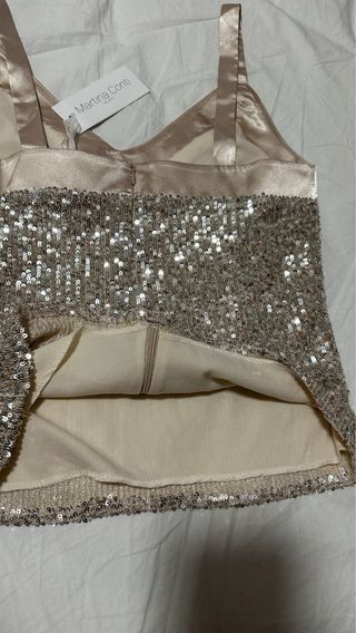 Blusa tirantes lentejuelas champán NUEVA