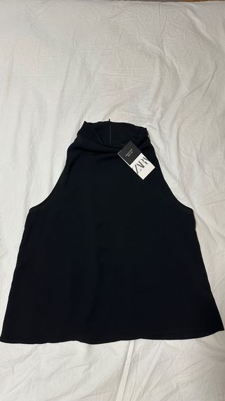 Blusa Zara Cuello Halter Negra NUEVO 