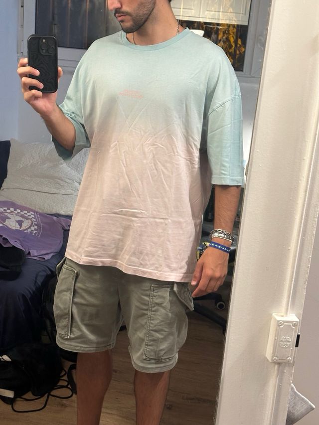 Camiseta rosa palmeras