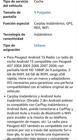 Pantalla Táctil Doble Peugeot 407