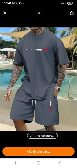 Conjunto gris de pantalón y camiseta XL