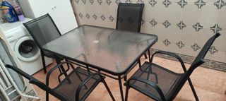 Mesa y 4 Sillas Terraza Cristal