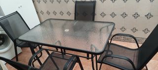 Mesa y 4 Sillas Terraza Cristal