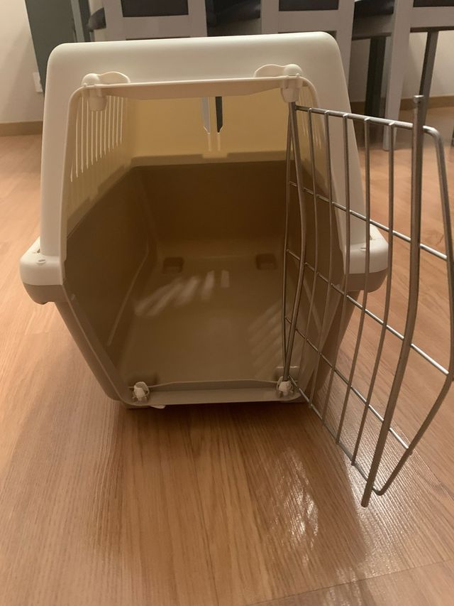 Transportín perro pequeño beige/blanco