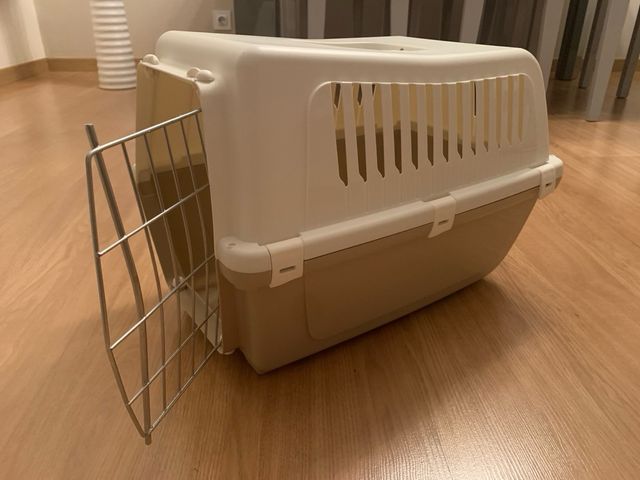 Transportín perro pequeño beige/blanco