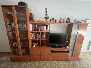 Mueble TV madera y cristal