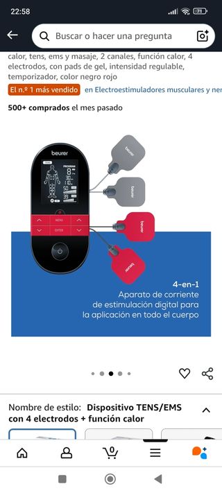 Electroestimulador Beurer EM 59 Digital Calor