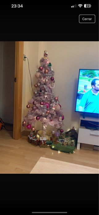Árbol de Navidad Rosa y Plateado