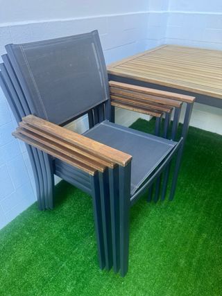 Mesa de exterior extensible madera y metal