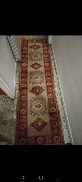 Alfombra persa lana beige y roja