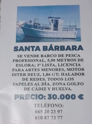 Barco de pesca profesional Santa Bárbara