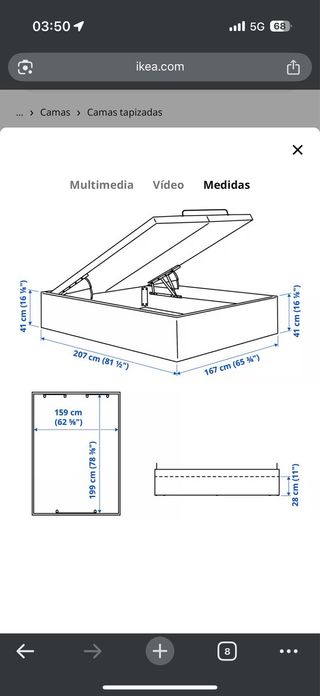 Cama Completa: Canapé Tjalle + Colchón Zurich