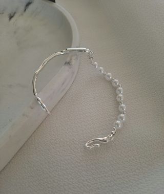 Pulsera chapada en Plata con Perlas.