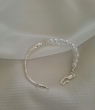 Pulsera chapada en Plata con Perlas.