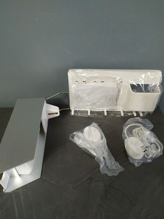 3 cuffie, dispenser sapone, porta e carica spazzol