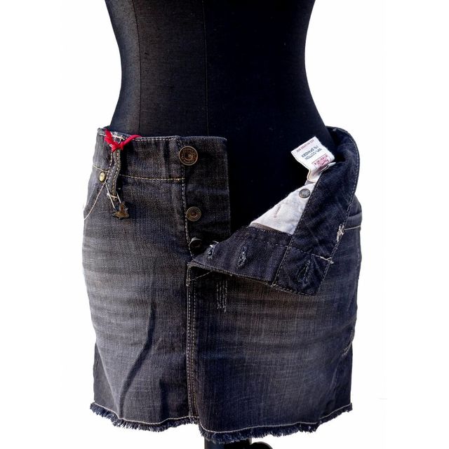 Gonna Jeans Evisu Denim Nera W28 Punk