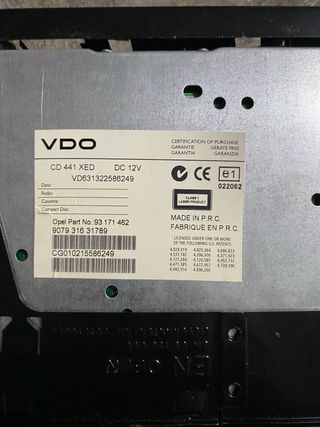 Radio Coche VDO CD Extraíble
