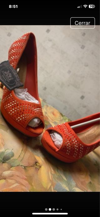 Zapatos de fiesta Antelina Coral con pedrería