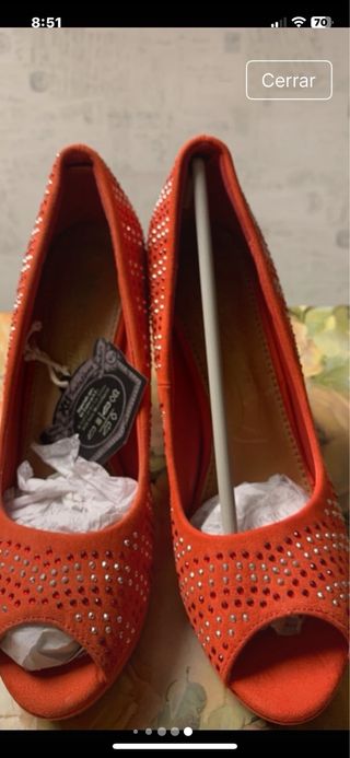 Zapatos de fiesta Antelina Coral con pedrería
